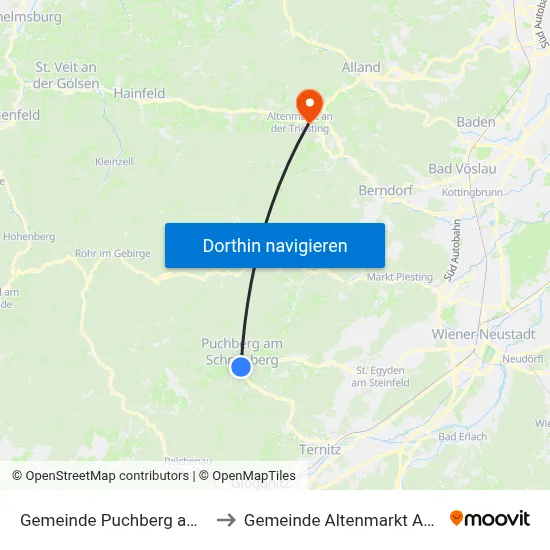 Gemeinde Puchberg am Schneeberg to Gemeinde Altenmarkt An Der Triesting map