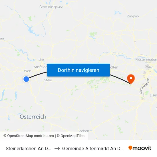 Steinerkirchen An Der Traun to Gemeinde Altenmarkt An Der Triesting map