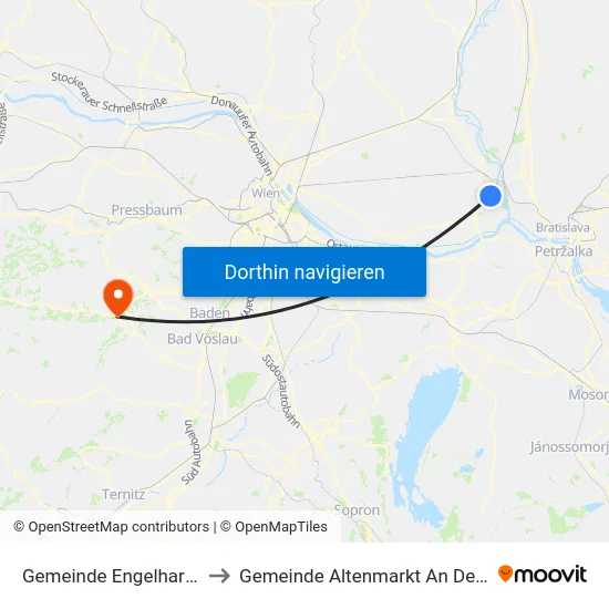 Gemeinde Engelhartstetten to Gemeinde Altenmarkt An Der Triesting map