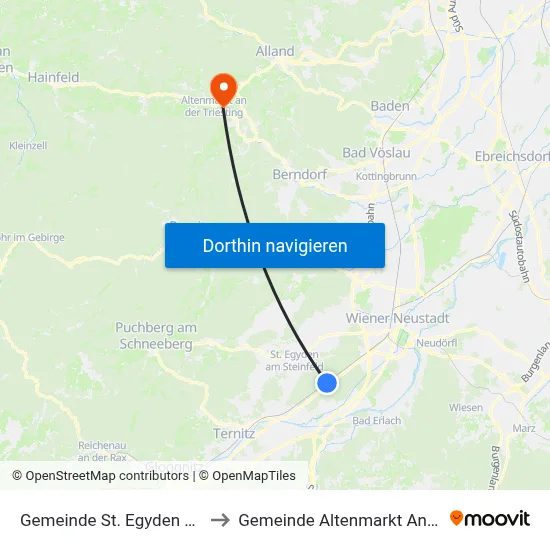 Gemeinde St. Egyden am Steinfeld to Gemeinde Altenmarkt An Der Triesting map