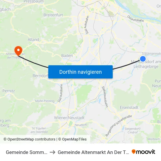 Gemeinde Sommerein to Gemeinde Altenmarkt An Der Triesting map