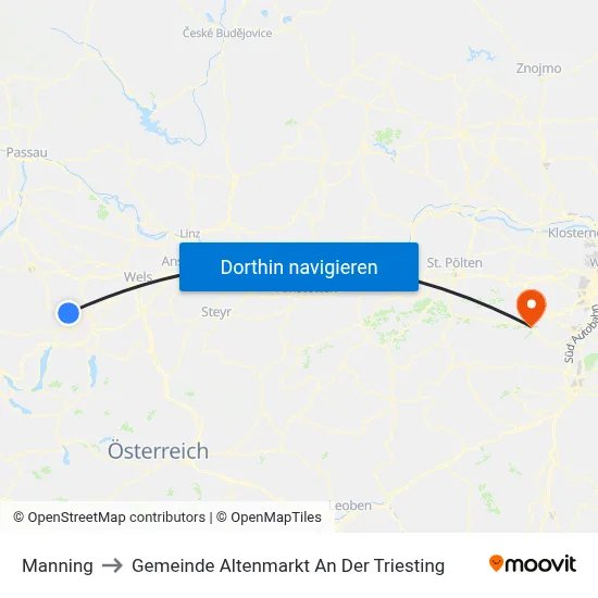 Manning to Gemeinde Altenmarkt An Der Triesting map