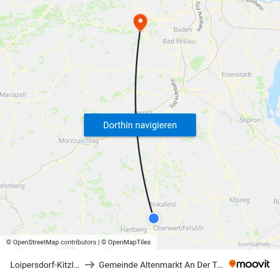 Loipersdorf-Kitzladen to Gemeinde Altenmarkt An Der Triesting map