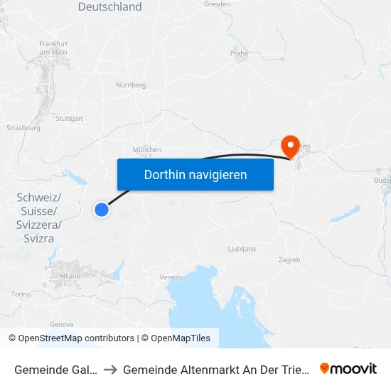 Gemeinde Galtür to Gemeinde Altenmarkt An Der Triesting map