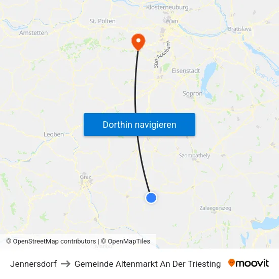 Jennersdorf to Gemeinde Altenmarkt An Der Triesting map