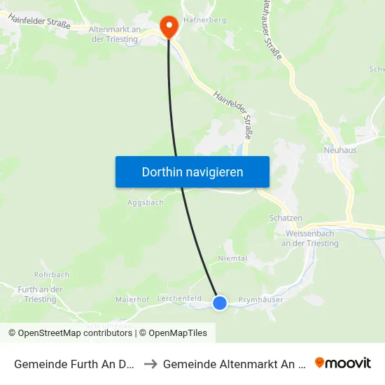 Gemeinde Furth An Der Triesting to Gemeinde Altenmarkt An Der Triesting map