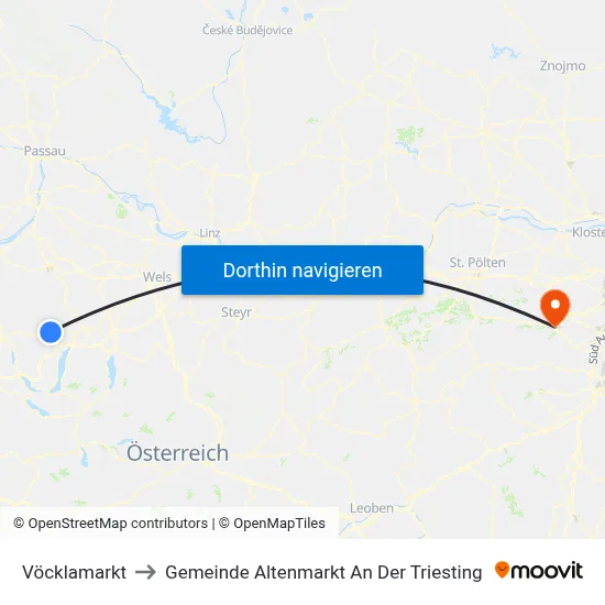 Vöcklamarkt to Gemeinde Altenmarkt An Der Triesting map