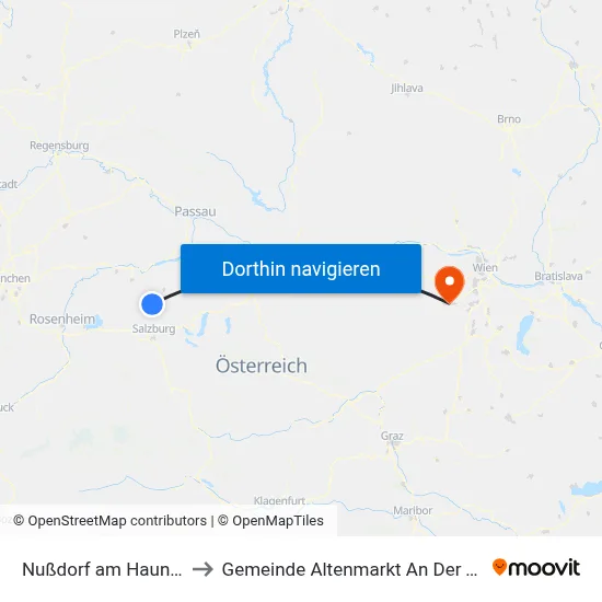 Nußdorf am Haunsberg to Gemeinde Altenmarkt An Der Triesting map