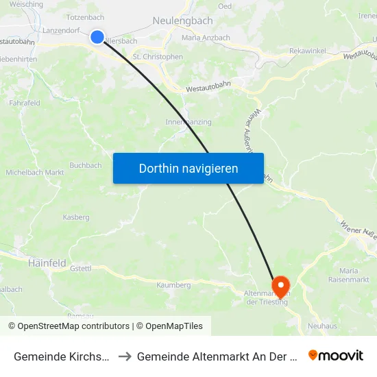 Gemeinde Kirchstetten to Gemeinde Altenmarkt An Der Triesting map