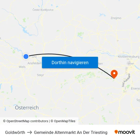 Goldwörth to Gemeinde Altenmarkt An Der Triesting map