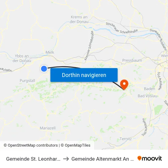 Gemeinde St. Leonhard am Forst to Gemeinde Altenmarkt An Der Triesting map