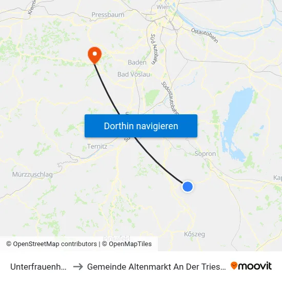 Unterfrauenhaid to Gemeinde Altenmarkt An Der Triesting map