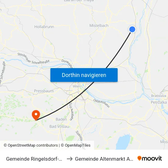 Gemeinde Ringelsdorf-Niederabsdorf to Gemeinde Altenmarkt An Der Triesting map