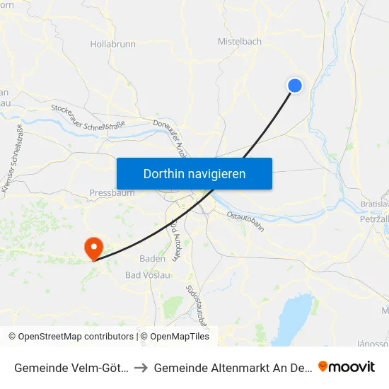 Gemeinde Velm-Götzendorf to Gemeinde Altenmarkt An Der Triesting map