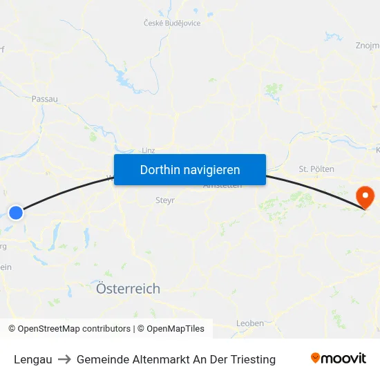 Lengau to Gemeinde Altenmarkt An Der Triesting map
