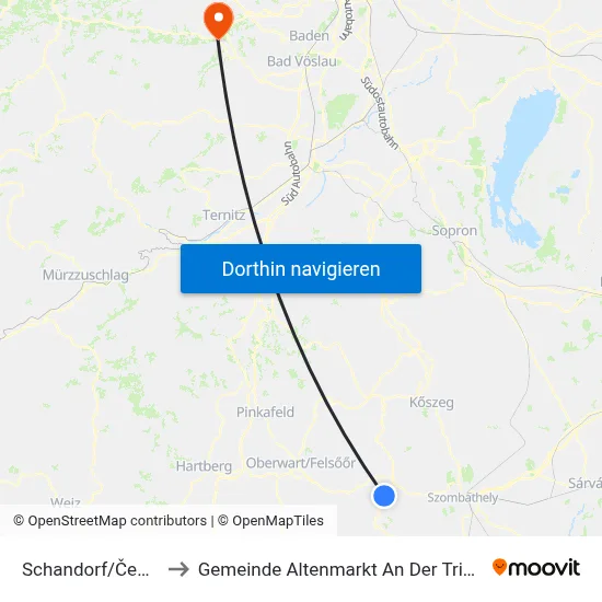 Schandorf/Čemba to Gemeinde Altenmarkt An Der Triesting map