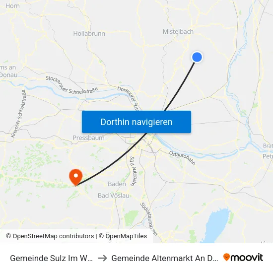Gemeinde Sulz Im Weinviertel to Gemeinde Altenmarkt An Der Triesting map