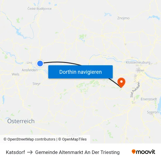 Katsdorf to Gemeinde Altenmarkt An Der Triesting map
