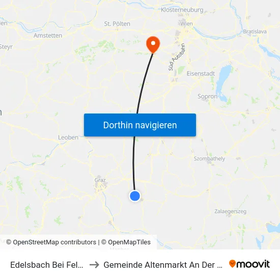 Edelsbach Bei Feldbach to Gemeinde Altenmarkt An Der Triesting map