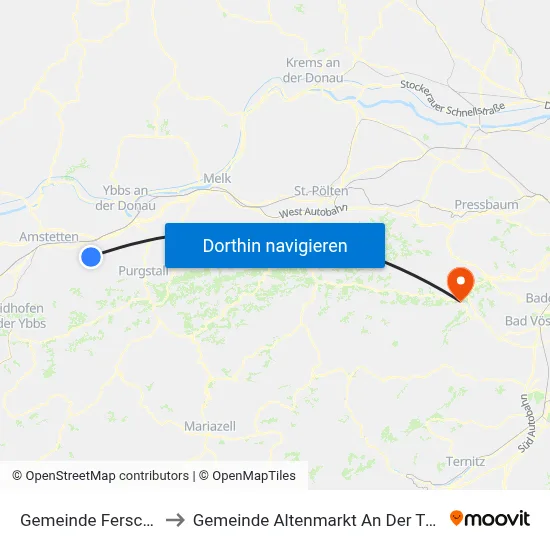 Gemeinde Ferschnitz to Gemeinde Altenmarkt An Der Triesting map