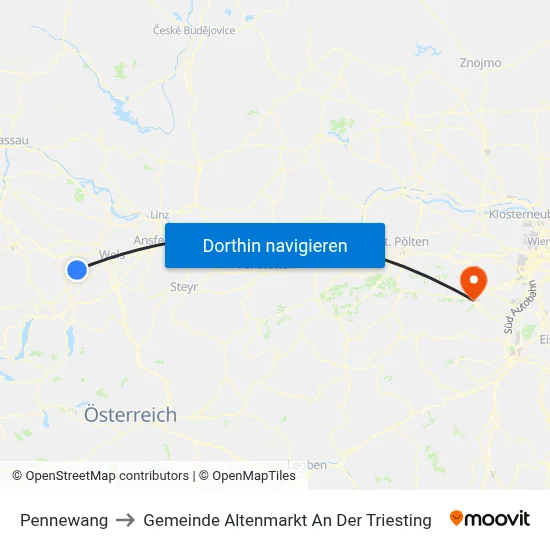 Pennewang to Gemeinde Altenmarkt An Der Triesting map