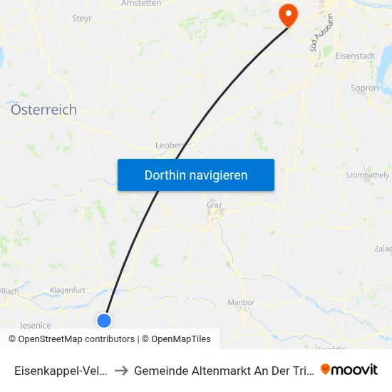 Eisenkappel-Vellach to Gemeinde Altenmarkt An Der Triesting map