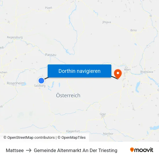 Mattsee to Gemeinde Altenmarkt An Der Triesting map