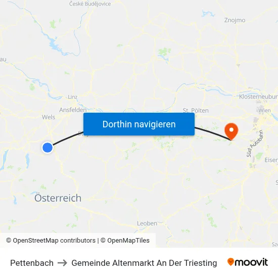 Pettenbach to Gemeinde Altenmarkt An Der Triesting map