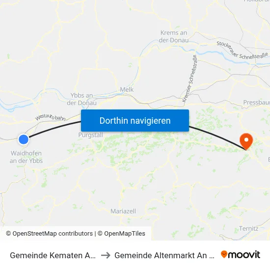 Gemeinde Kematen An Der Ybbs to Gemeinde Altenmarkt An Der Triesting map