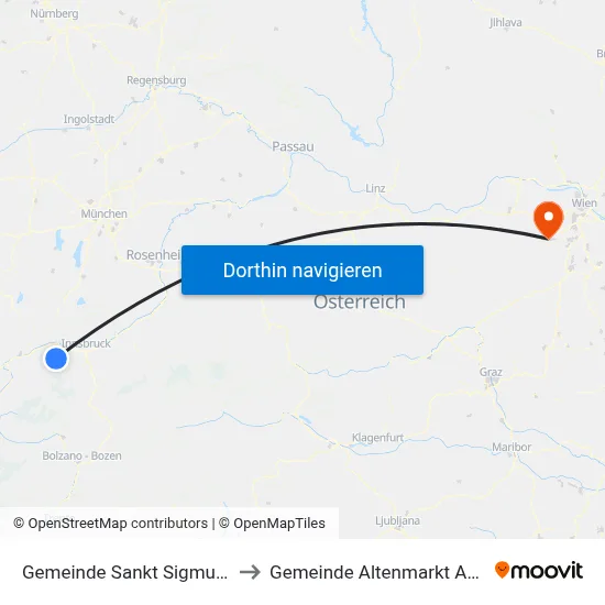 Gemeinde Sankt Sigmund Im Sellrain to Gemeinde Altenmarkt An Der Triesting map