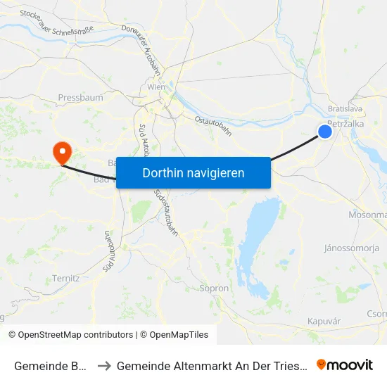 Gemeinde Berg to Gemeinde Altenmarkt An Der Triesting map