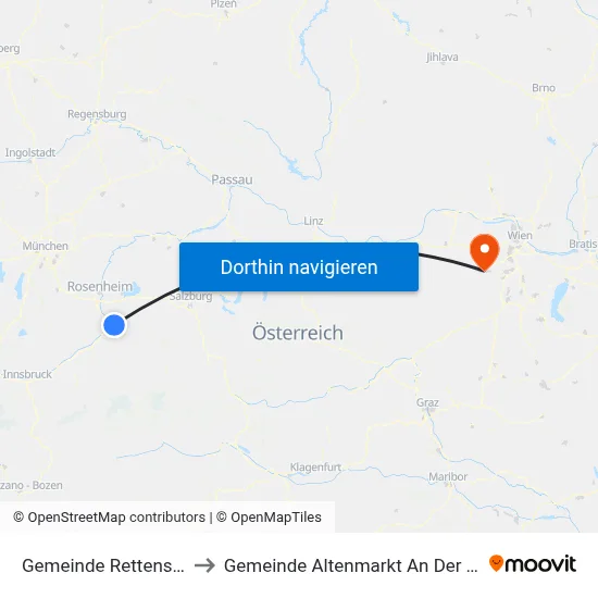 Gemeinde Rettenschöss to Gemeinde Altenmarkt An Der Triesting map