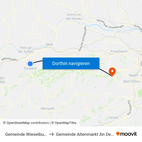 Gemeinde Wieselburg-Land to Gemeinde Altenmarkt An Der Triesting map