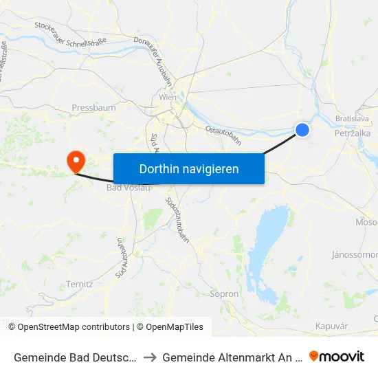 Gemeinde Bad Deutsch-Altenburg to Gemeinde Altenmarkt An Der Triesting map