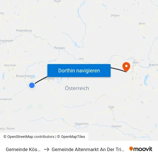 Gemeinde Kössen to Gemeinde Altenmarkt An Der Triesting map