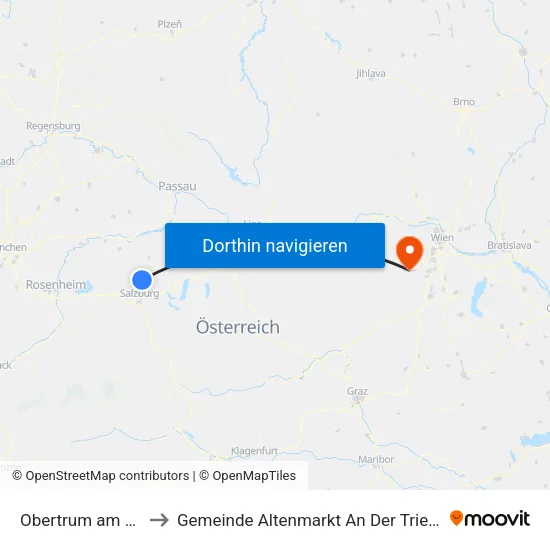 Obertrum am See to Gemeinde Altenmarkt An Der Triesting map