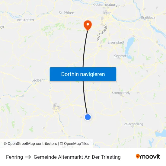Fehring to Gemeinde Altenmarkt An Der Triesting map