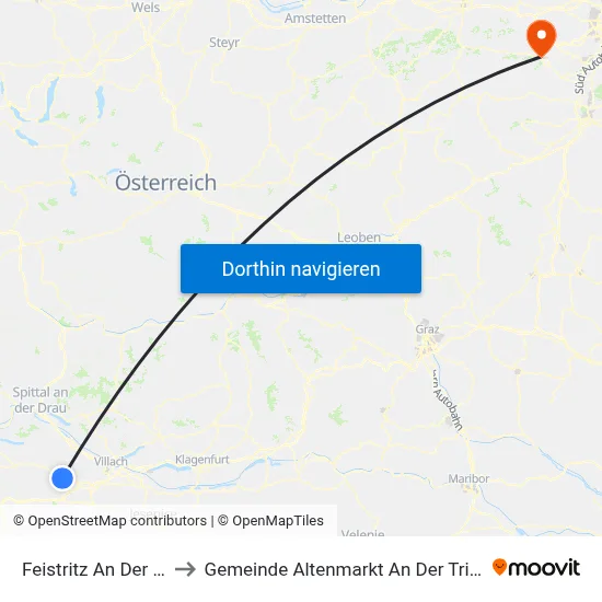 Feistritz An Der Gail to Gemeinde Altenmarkt An Der Triesting map