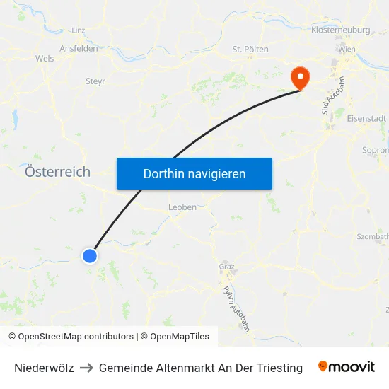 Niederwölz to Gemeinde Altenmarkt An Der Triesting map