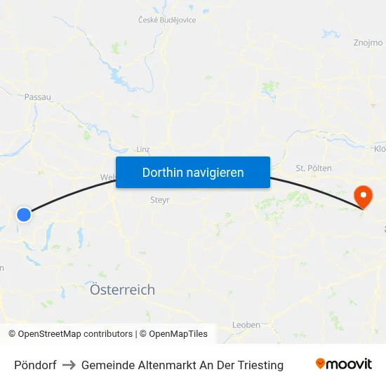 Pöndorf to Gemeinde Altenmarkt An Der Triesting map
