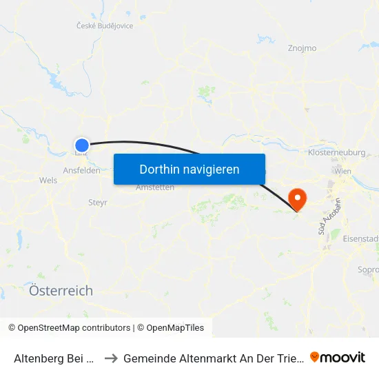 Altenberg Bei Linz to Gemeinde Altenmarkt An Der Triesting map