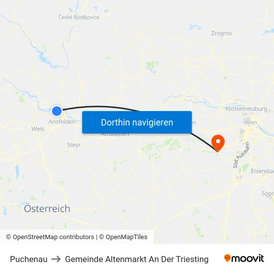 Puchenau to Gemeinde Altenmarkt An Der Triesting map