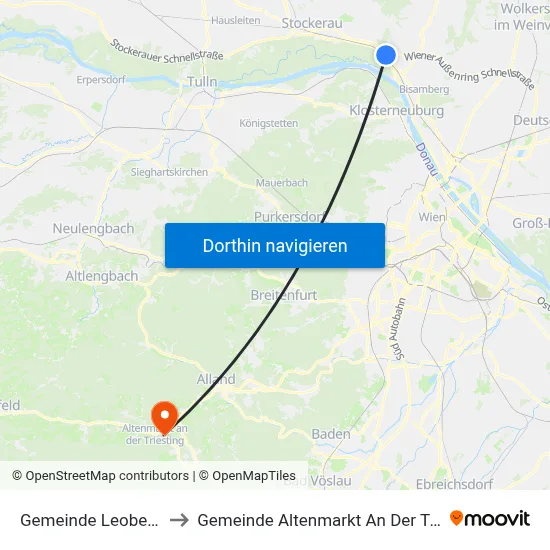 Gemeinde Leobendorf to Gemeinde Altenmarkt An Der Triesting map