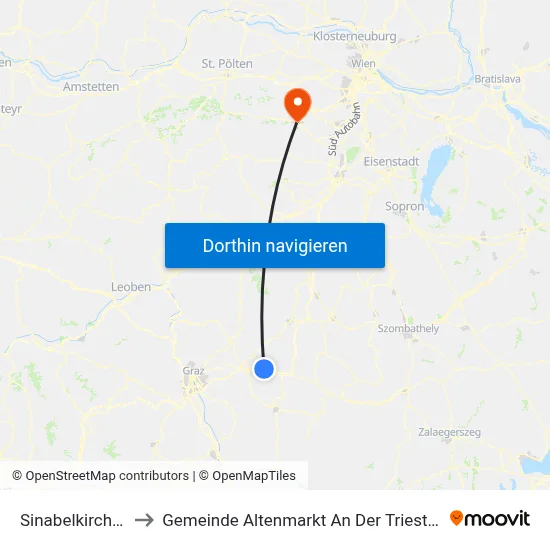Sinabelkirchen to Gemeinde Altenmarkt An Der Triesting map