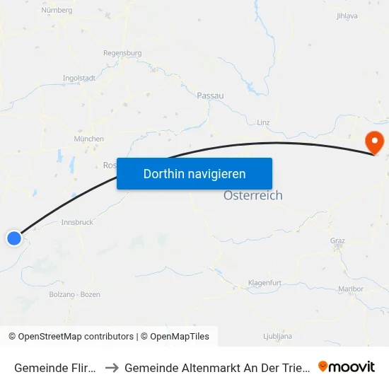 Gemeinde Flirsch to Gemeinde Altenmarkt An Der Triesting map