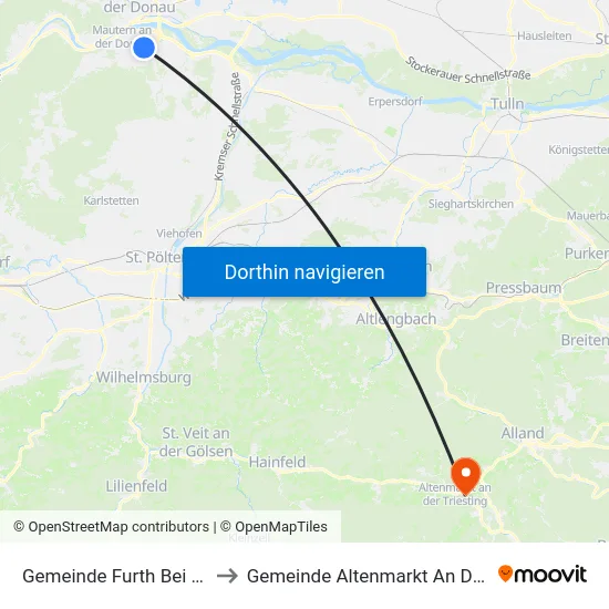 Gemeinde Furth Bei Göttweig to Gemeinde Altenmarkt An Der Triesting map