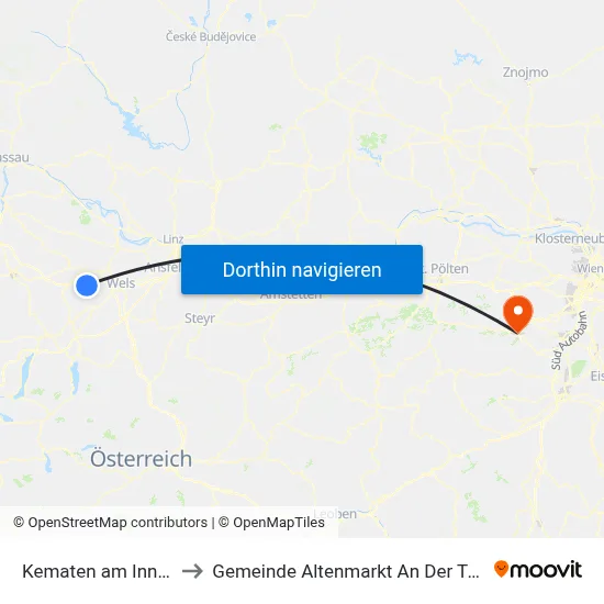 Kematen am Innbach to Gemeinde Altenmarkt An Der Triesting map