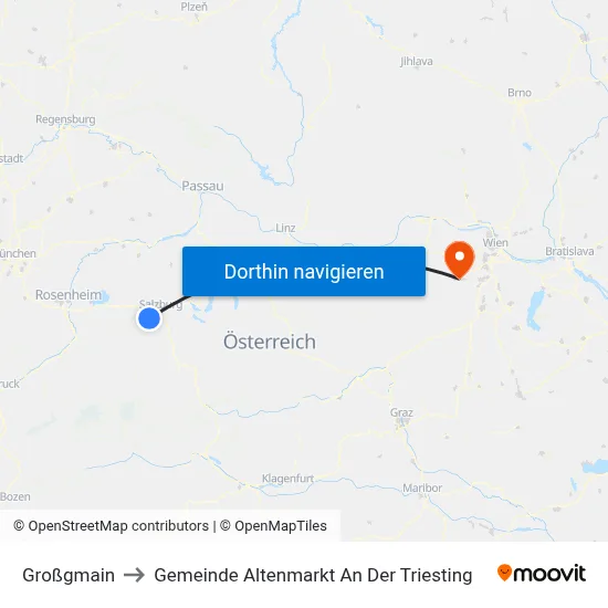 Großgmain to Gemeinde Altenmarkt An Der Triesting map