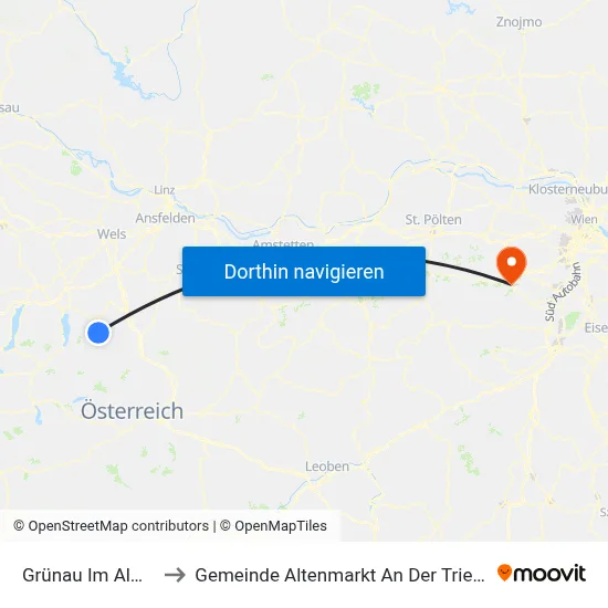 Grünau Im Almtal to Gemeinde Altenmarkt An Der Triesting map