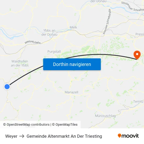 Weyer to Gemeinde Altenmarkt An Der Triesting map